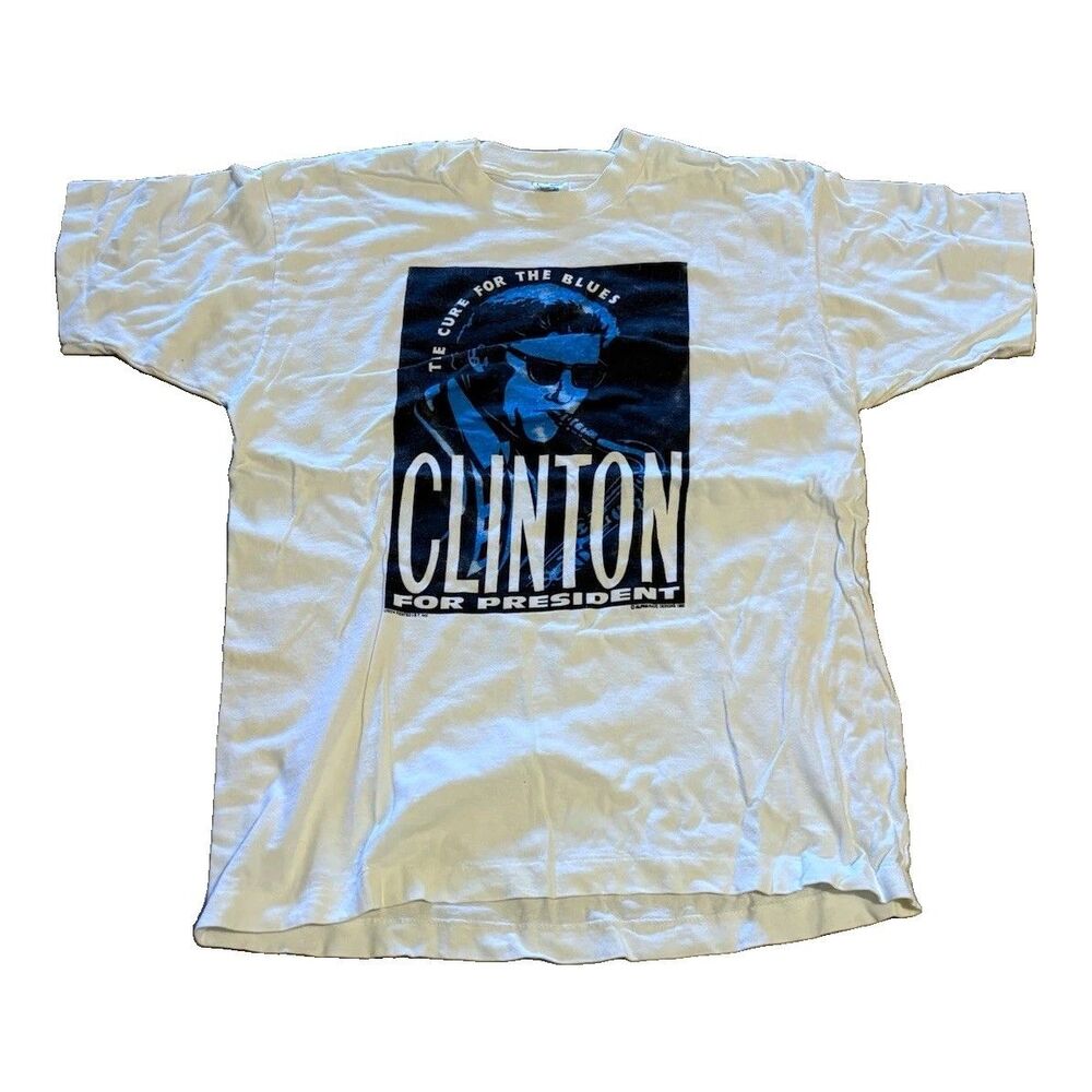 Vintage 1992 Bill Clinton Cure For The Blues T Shirt Single Stitch Fruit Loom L